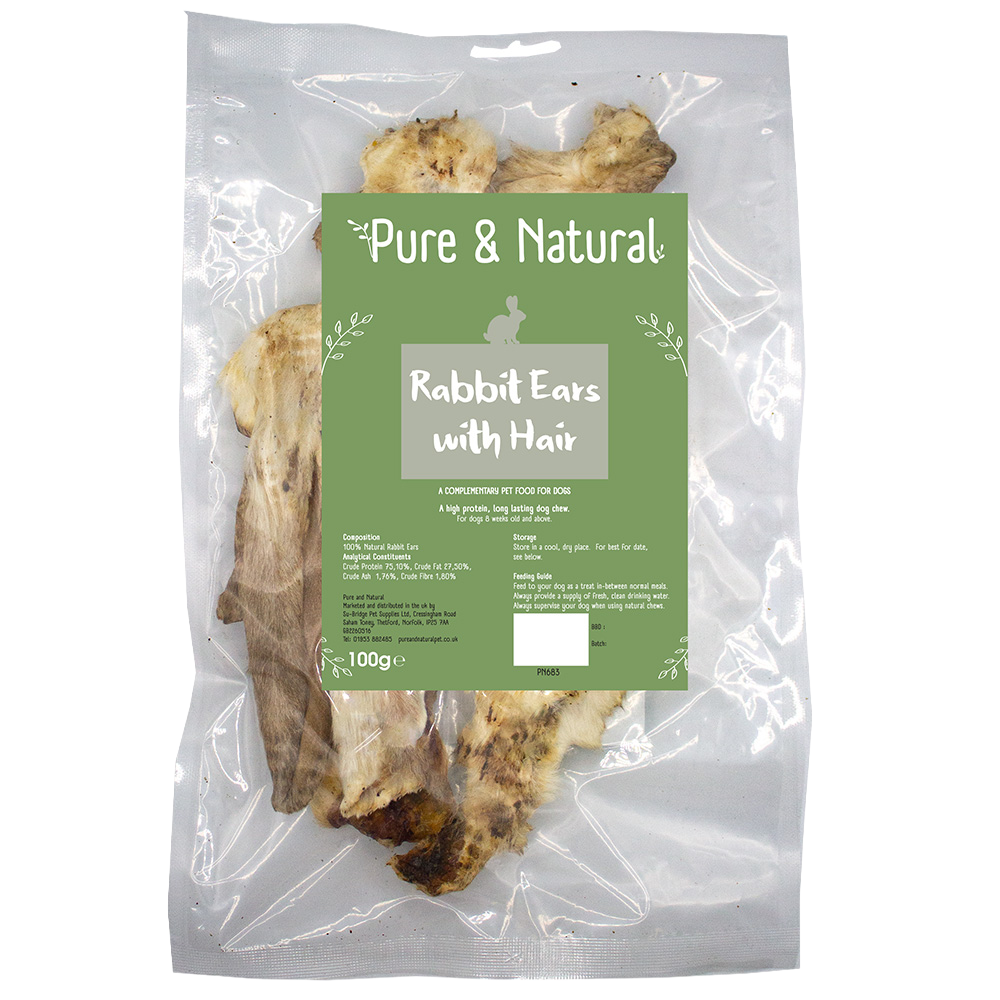 Jfd Rabbitears Pure & Natural Rabbit Ears With Hair | Pure & Natural Dog Treats