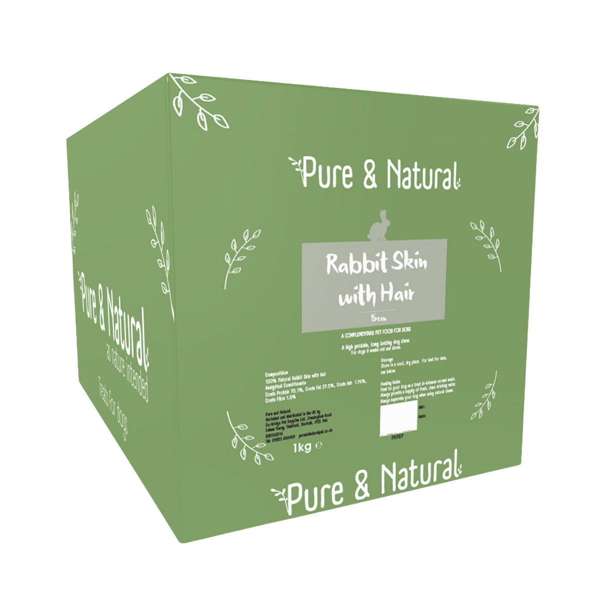 Skinned Rqbbit Pure & Natural Rabbit Skin with Hair | Pure & Natural Dog Treats