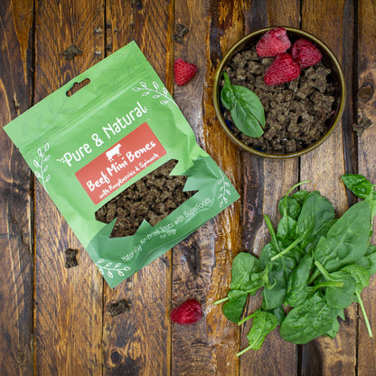 Beef Mini Bones with Raspberries & Spinach