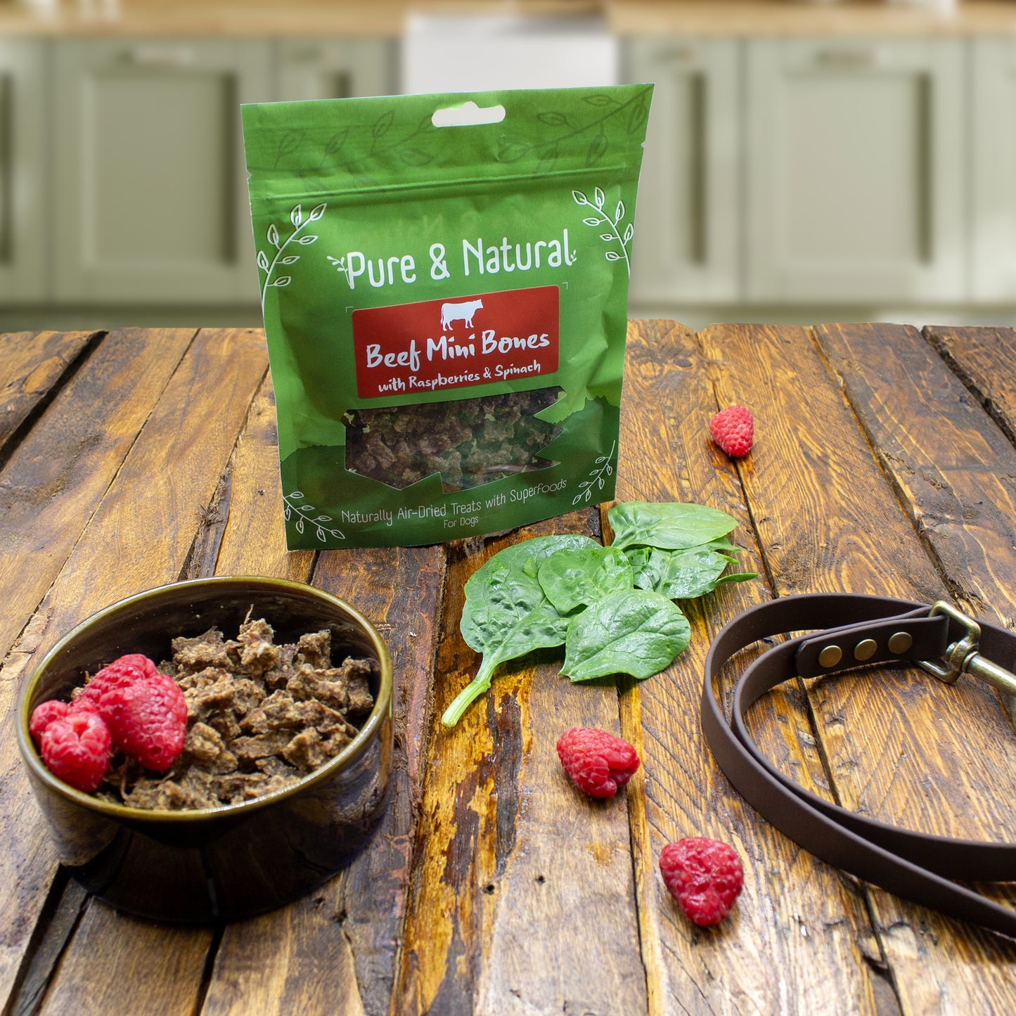 Beef Mini Bones with Raspberries & Spinach