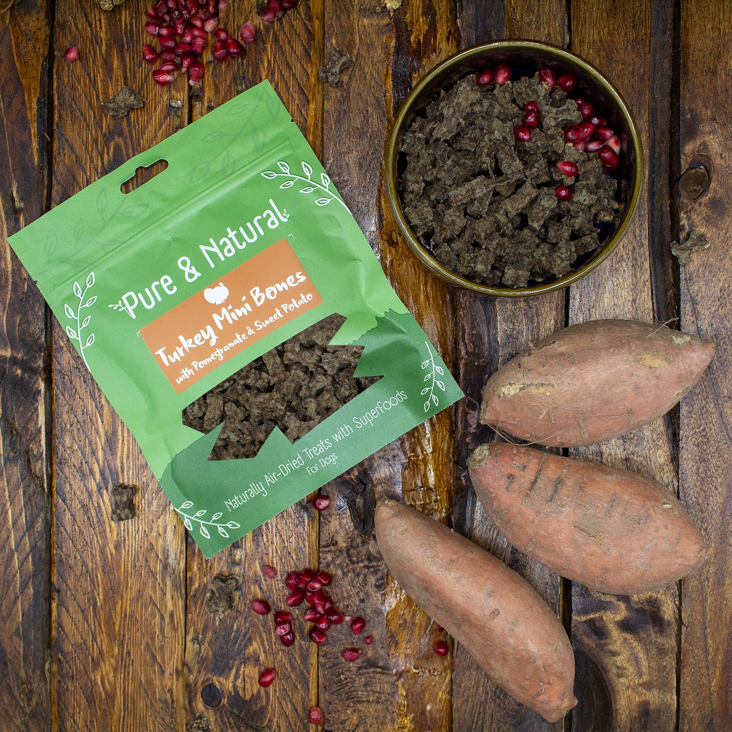 Turkey Mini Bones with Pomegranate & Sweet Potato